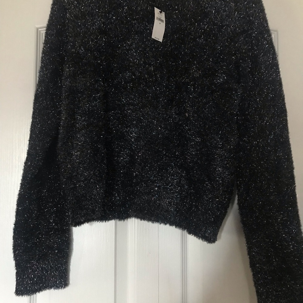 Banana Republic Fuzzy Metallic Black Women's Sweater - NWT Size Medium